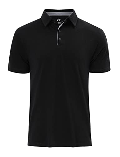 Gymsmart Men Collared Shirts Golf Polo Short Sleeves Sports T-Shirts Black L #TOP2