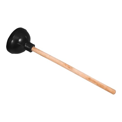TOKIDNY Desatascador de Inodoro Mango de Madera, Goma Resistente Negro, Herramienta de Limpieza para Baño, Desatascador Antiobstrucción Práctico y Duradero, Uso Doméstico y Profesional