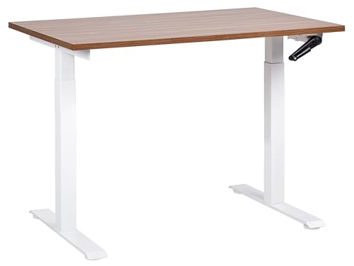 Image of Beliani Manual Adjustable Standing Desk Brown Particle Board Rectangular