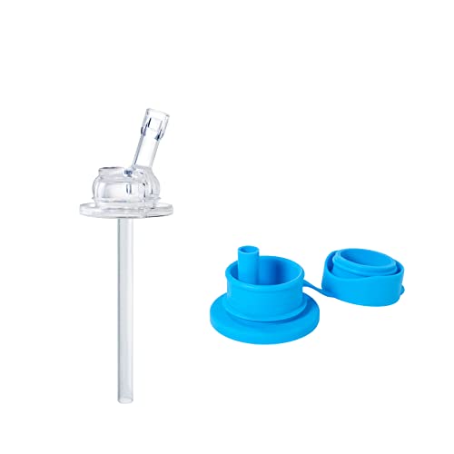 Image of Pura Bundle: Kiki Silicone Straw, Clear & Silicone Big Mouth Sport Straw, Aqua - 100% Plastic-Free, MadeSafe Certified, 100% Medical-Grade Silicone for Kids, Toddlers, Preschoolers, Babies & Infant