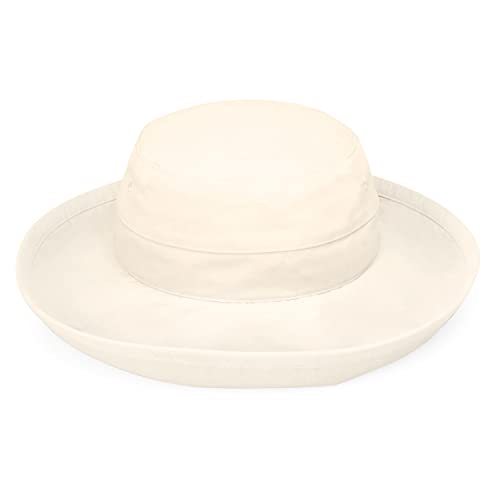 Wallaroo Womens Casual Traveler Sun Hat (Natural) - UPF 50+ UV Protection Wide Brim Packable & Adjustable Lightweight Comfortable Breathable for Travel Beach Outdoor Everyday Wear