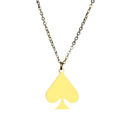 Grand collier pendentif as de pique en argent, cadeau idéal pour look rock et motard