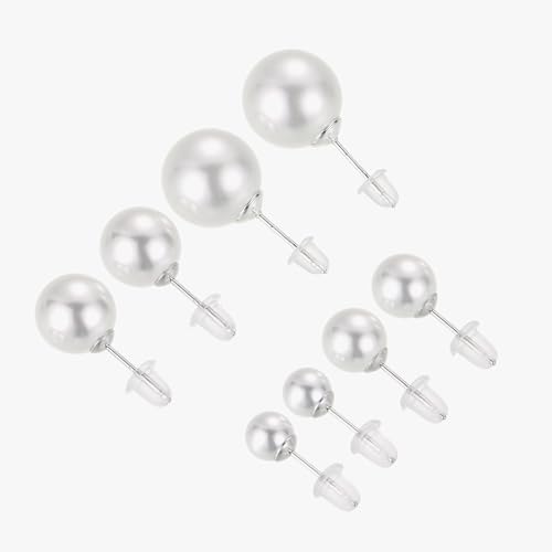 AOOVA S925 Sterling Silver Pearl Stud Earrings, White Shell Pearls, Elegant Minimalist Design for Women (6mm) - image 2