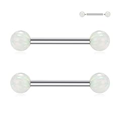 1 Pair-Straight-White Opal