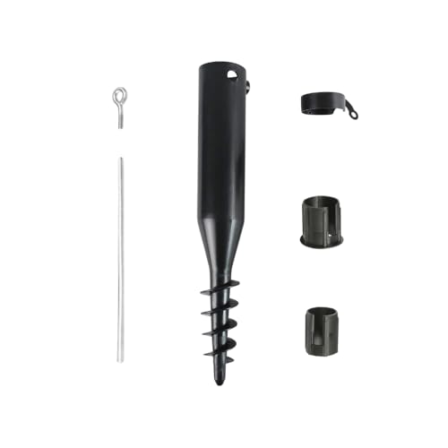 Garden Mile Estaca grande y resistente atornillada para tendedero giratorio o soporte de sombrilla, hasta 50 mm, plástico resistente, estaca para suelo de tierra, soporte giratorio para sombrilla