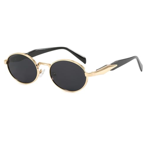 Lunettes de soleil ovales vintage métal de luxe verres solaires anti-UV pour homme et femme