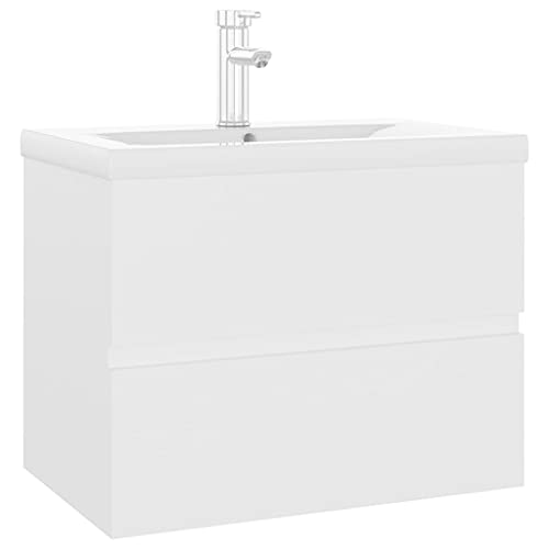 Image of vidaXL Sink Cabinet with Built-in Basin White Engineered Wood
