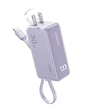 ANKER Power Bank USB C Charger Block, 3-in-1 5,000mAh Portable Charger with Built-in USB-C Cable and Foldable AC Plug, 30W Max Compact Battery Pack, for iPhone 15 Series, Galaxy, MacBook, and More