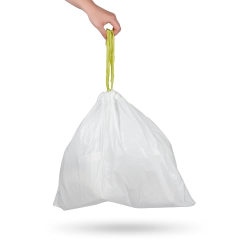 Ninestars NSTB-3-30 Extra Strong White Trash Bag w/Drawstring Closure, 3 Gal. / 12 L., 30 Count