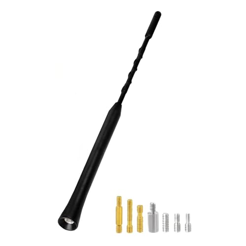 SZSAUTO 9 Inch Car Truck Antenna Replacement, Hood Side Mounted Waterproof Rubber Antenna, Flexible AM FM Car Radio Antenna Mast for Cars Trucks SUVs, with 7 Screw Adapters (M4 M5 M6)
