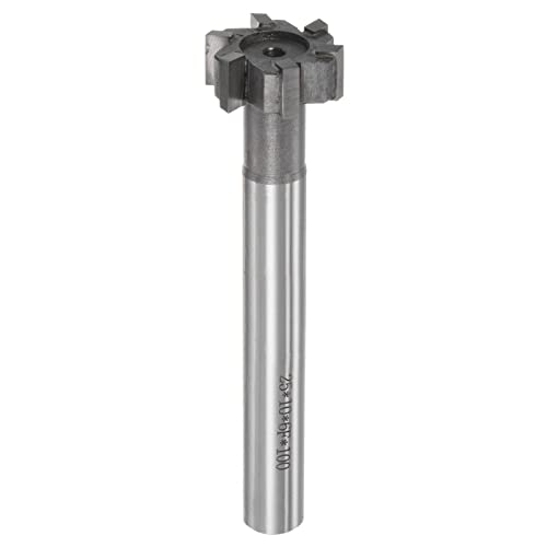 Image of uxcell T-Slot Milling Cutters, 10mm Depth 25mm Cutting Dia 12mm Shank Tungsten Carbide Tip 6 Flutes T Slot End Mill for Stainless Steel Copper Aluminum