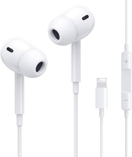 Image of Jxrev Wired Earbuds with Microphone - Stereo in-Ear Headphones Compatible for iPhone 7 /8 /X /XS /XR /11 /12 /13 /14 Pro, iPad - Noise-Isolating, White, Model B85