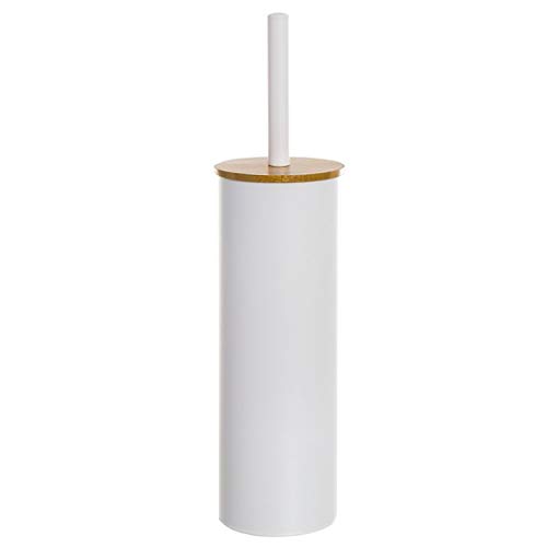 Home Gadgets Escobillero WC con Tapa Madera Blanco 37 cm