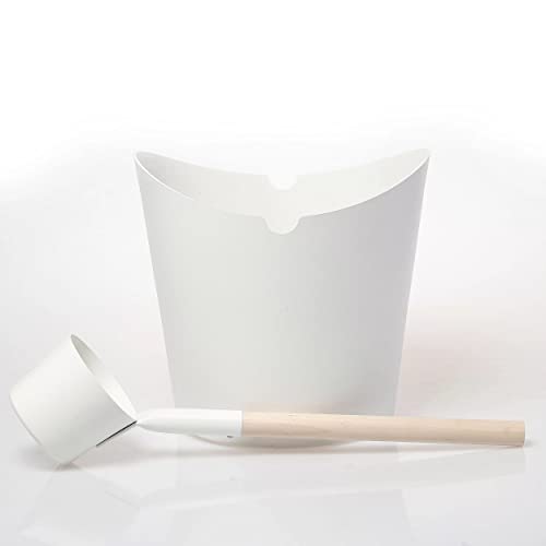 Amilano Set de paleta de aluminio para sauna con cucharón (blanco) Cover