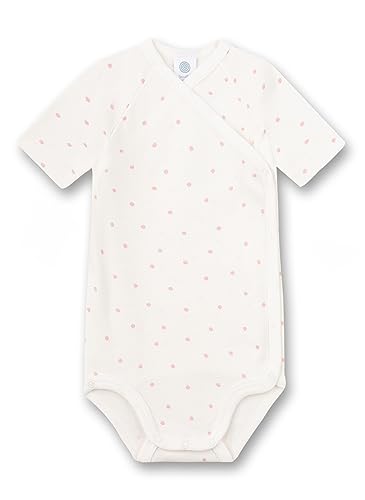 Sanetta Baby-Wickelbody kurzarm weiß Dots | Nachhaltiger und süßer Wickelbody für Mädchen aus Bio-Baumwolle. Baby Wickelbody