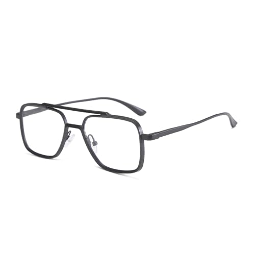 Image of LJCZKA Retro Pilot Style Blue Light Blocking Glasses Square Metal Double Bridge Anti Glare Computer Glasses for Women Men