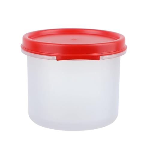 Image of SIMPARTE Smart Slim Storage Air-Tight & Leak Resistant Plastic Round Modular Container for Juice, Snacks, Spices, Dry Fruits, Stackable, BPA Free, Refrigerator Safe (250 ML, Set of 2, Red)