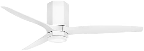 Hinkley Facet 52" LED Smart Fan, Etched Opal Glass, White Acrylic Blades, Matte White Finish
