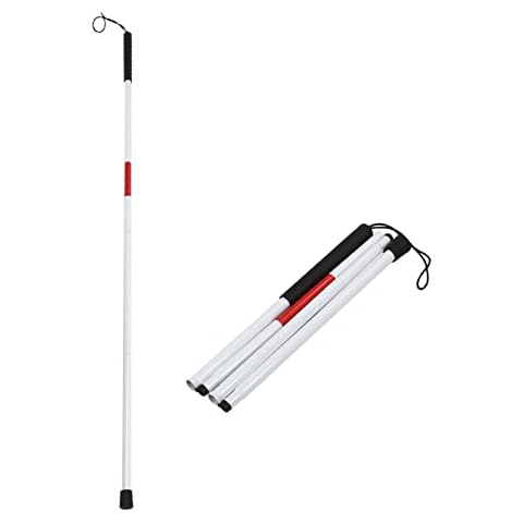 TECKE Folding Blind Cane Aluminum Reflective Red Walking Stick, 48.8" Length Cover