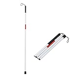 TECKE Folding Blind Cane Aluminum Reflective Red Walking Stick, 48.8' Length