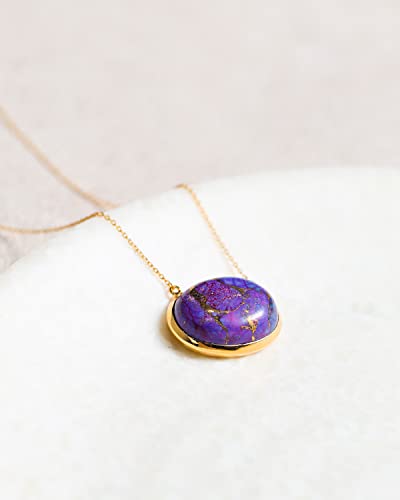 Yotreasure 15X20 Mm Purple Copper Turquoise 14Kt Gold Over 925 Silver Chain Pendant Jewelry #TOP3