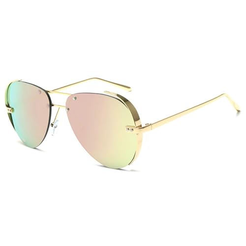 willochra Rimless Double Beam Oversized Pilot Sunglasses Women Luxury Vintage Metal Frame Oval Shades Eyewear For Ladies2
