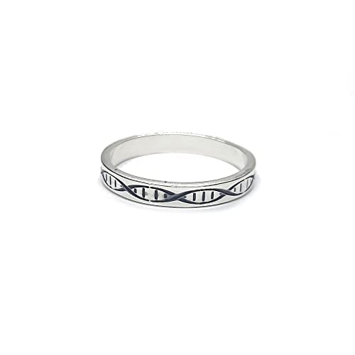 Bague en argent sterling 925 veritable anneau DNA 3.5mm solide