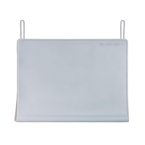 Image of The Table Tyke Table Tyke Placemat XL Silicone Baby Placemat with Teething Edge Bumper - Waterproof Toddler Table Mat for Eating, BPA Free, Dishwasher Safe (Grey)