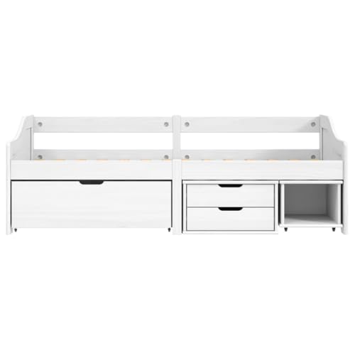 Lauuoeriau Furniture Item Home Tagesbett mit 3 Schubladen ohne Matratze IRUN Weiß 90x200 cm Möbel – Bild 6