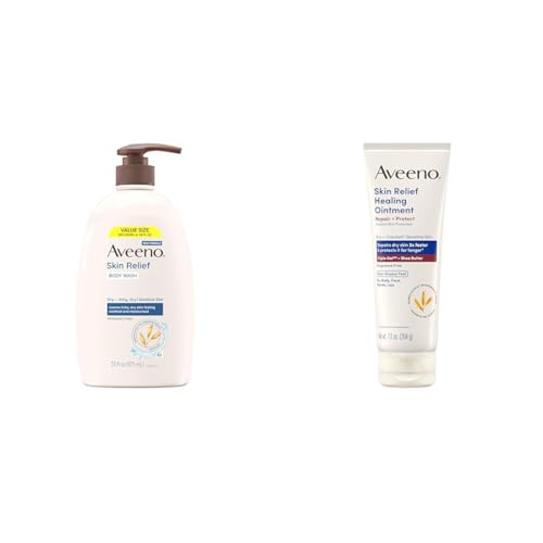 Image of Bundle of Aveeno Skin Relief Fragrance & Paraben Free 33 fl oz Body Wash + Aveeno Skin Relief Healing Ointment Fragrance Free 7.2 oz