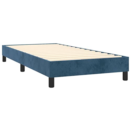 ULUYYUC Boxspringbett, Bettgestell Gästebett Gartenbett Schlafbett Geeignet für Arbeitszimmer Wohnbereich Wohnzimmer Schlafzimmer Dunkelblau 90x200 cm Samt – Bild 6
