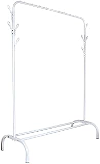 Justech Metal Garment Rack Heavy Duty Coat Rail Clothes Rack Organizer Dress Hanging Display Storage Shelf Shoe Rack Shelf for Dressing Room or Bedroom-White