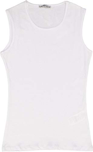 KIKI RIKI Women s Sleeveless T-Shirt Top Layering Shell Wider Neck White Medium