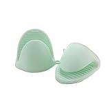 LQHZC プロ用 鍋つかみ ミトン 極厚シリコン 耐熱 250度 対応 防滑加工 オーブン対応 キャンプ キッチン用 フライパン グリル 網 調理器具アクセサリー (薄緑)