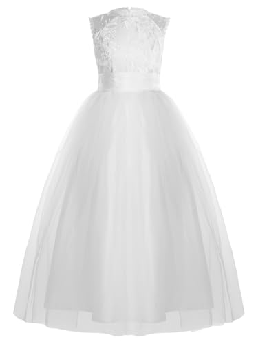 TiaoBug Mädchen Festliches Kleid Lang Spitze Tüll...
