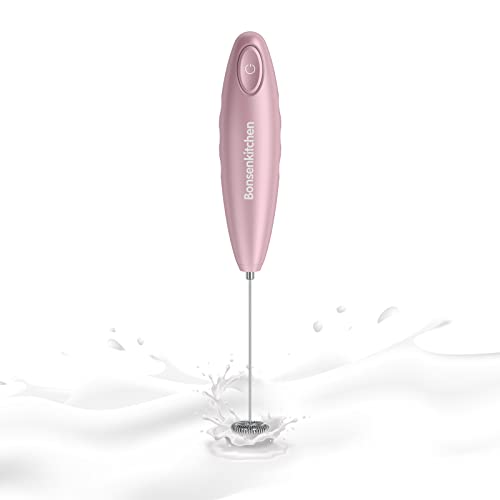 Bonsenkitchen Handheld Milk Frother, Electric Hand Foamer Blender For Drink Mixer, Perfect For Bulletproof Coffee, Matcha, Hot Chocolate, Mini Battery Operated Milk Whisk Frother (Pink) #TOP13
