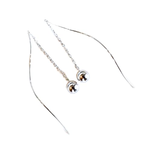 [ジュエリー]K10WG ホワイトゴールド 丸 ロング チェーン ピアス 保証書付 SMK-5219丸 242-019-b