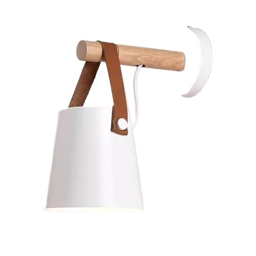 Lámpara de pared LED de madera noble y cuero de diseño minimalista exclusivo