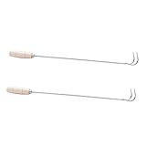 Yardwe 2 Stück Fleischhaken mit Holzgriff Robuste Grillzangen für BBQ Pulled Pork und Schaschlik Langlebig Hitzebeständig Handhaben Grillliebhaber