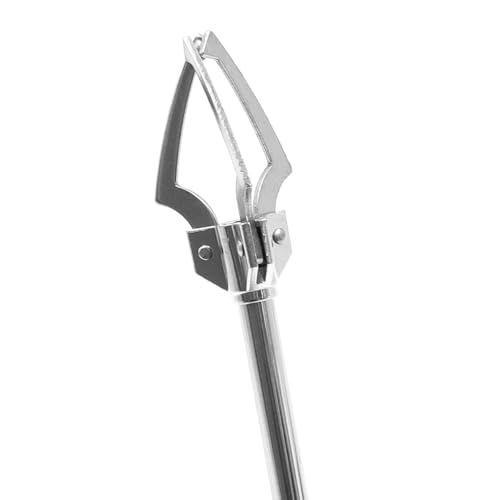 POFET Ice/Pickle Picker,Wood Handle 17cm Three-pronged Food Clip,Telescopic Ice Cube Grabber,Stainless Steel Pickle Fork Multifunctional Food Clamp with Non-Slip Handle