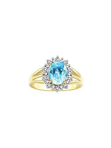 Image of Rylos Women's Yellow Gold Plated Silver Princess Diana Ring & Pendant Set. Gemstone & Diamonds, 9X7MM Birthstone. Matching Friendship Jewelry, Sizes 5-10.