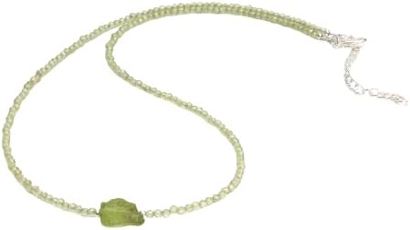 Gempires Gemstone Beaded Necklace with Raw Stone Crystal Jewelry Hypoallergenic 18 Inch Silver Plated Elegant Handmade Jewelry Gifts For Women