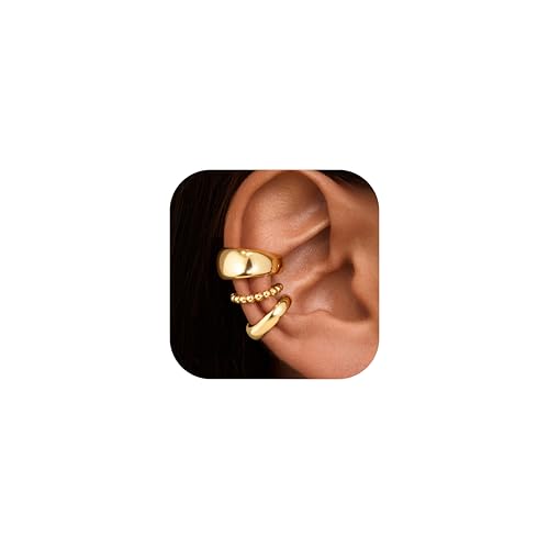 YADOCA Ear Cuff Hipoalergénico Sin Agujero - Pendientes Ajustables Clip Falsos Helix Cartílago - Oro/Plata