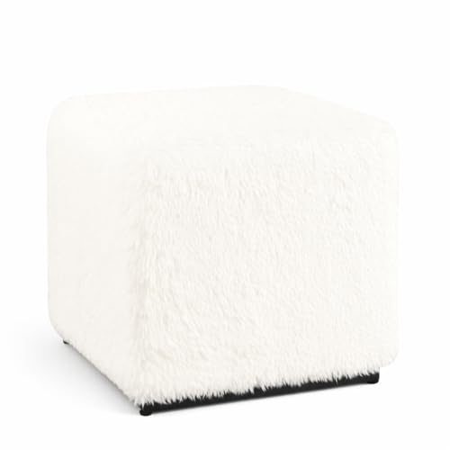 HomePop 16 Cube Ottoman - White Faux Fur