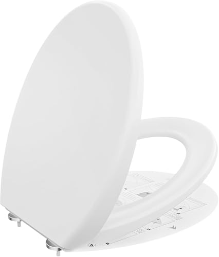 Asiento de inodoro con cierre suave y silencioso, diseño en forma de O de resina de urea formaldehído resistente y ecológico, cierre lento y amortiguado, liberación rápida para fácil, Forma oval