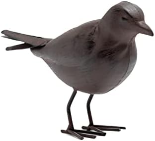 Decorative Small Nostalgia Style Cute Bird Art Iron Sculpture Figurine Home & Office & Garden Decoration, Rust/Brown (American Robin)