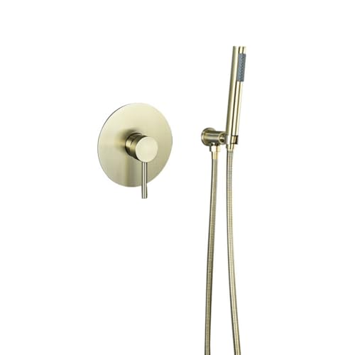 Robinet de douche mural or brossé pour une salle de bain moderne style spa