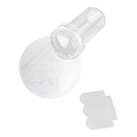 Nail Art Stamping Stamp, Silicone Jelly Stamp, 3 Pieces Nail Stamp Cap, with Nail Stamping Plate Stencils and Clear Scraper, Multi-element Nail Art Plates, Stamping Manicure Cover