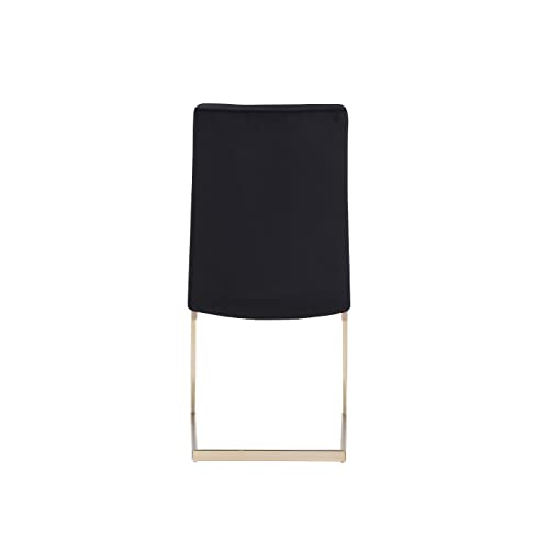 Woker Furniture Dining Chairs Gold Legs Modern Set Of 2,Velvet Solid Back Chairs Metal Legs Armless Side Chairs For Living Room Dining Room Modern Style Kitchen Chairs With Brushed Polished Legs Black #TOP7