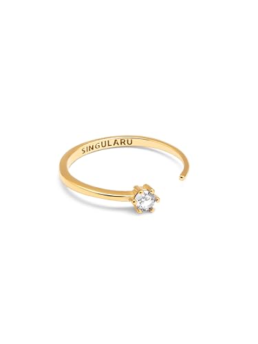 SINGULARU - Anillo Sophie. Ajustable. Plata de Ley 925 con Acabado Baño de Oro de 18 Kt. Talla Unica. Joyas para Mujer